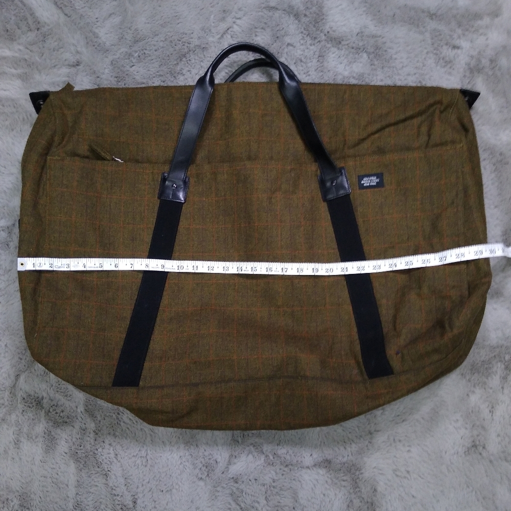 Jack Spade XL Tweed Tartan Olive Travel Overnight Bag - Picture 9 of 11